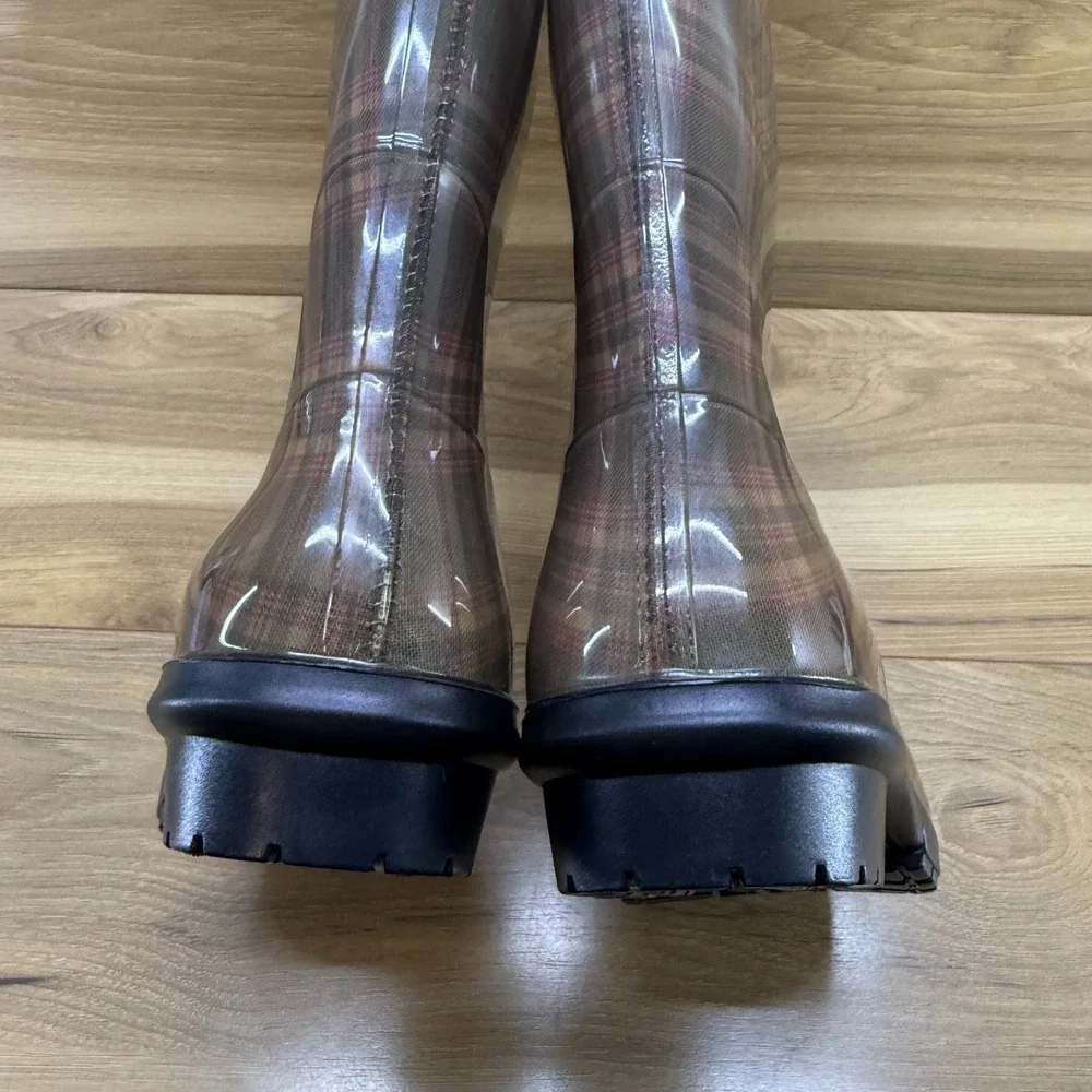 UGG Shaye Rain Boots Womens 6 Plaid Waterproof Rall Rubber Festival‎ Slip On